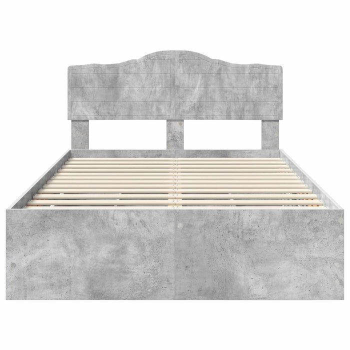 Cadru de pat Gri din beton 135 x 190 cm Lemn Ingineresc - WALTI WALTI