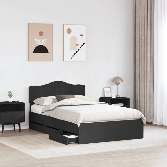 Cadru de pat cu sertar Negru 120 x 200 cm Lemn Ingineresc - WALTI WALTI