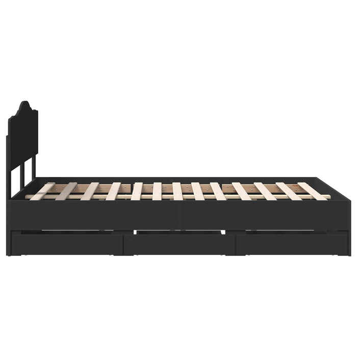Cadru de pat cu sertar Negru 120 x 200 cm Lemn Ingineresc - WALTI WALTI