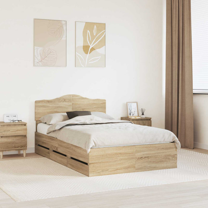 Cadru de pat Stejar Sonoma 120 x 200 cm Lemn Ingineresc - WALTI WALTI