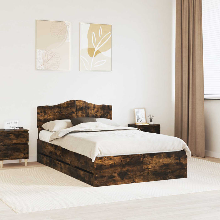 Cadru de pat Stejar fumuriu 120 x 200 cm Lemn Ingineresc - WALTI WALTI