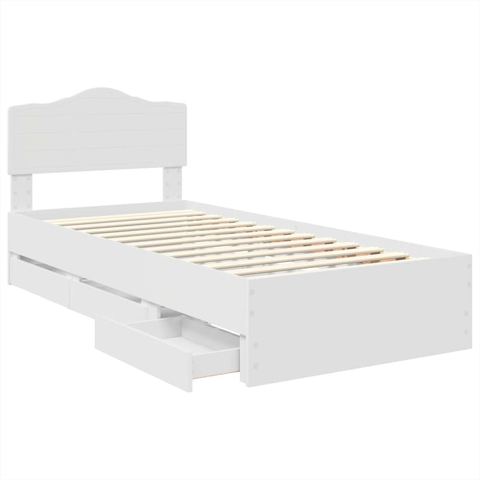 Cadru de pat cu sertar Alb 100 x 200 cm Lemn Ingineresc - WALTI WALTI