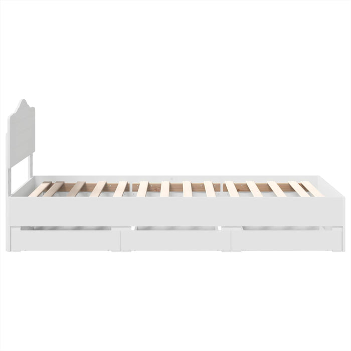 Cadru de pat cu sertar Alb 100 x 200 cm Lemn Ingineresc - WALTI WALTI