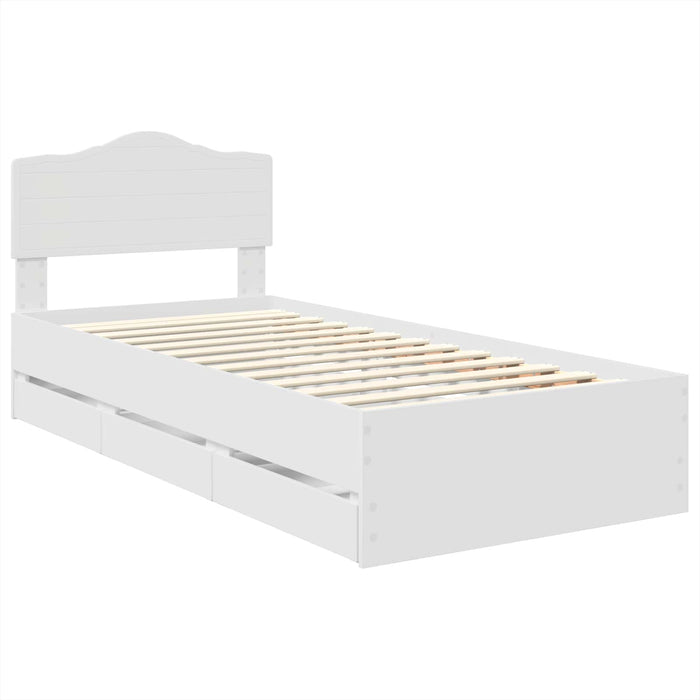 Cadru de pat cu sertar Alb 90 x 190 cm Lemn Ingineresc - WALTI WALTI
