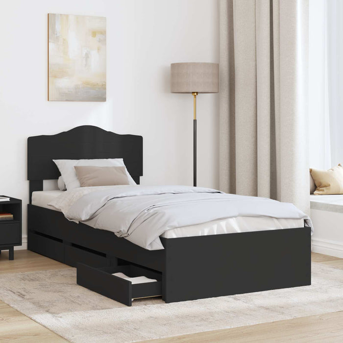Cadru de pat cu sertar Negru 90 x 190 cm Lemn Ingineresc - WALTI WALTI