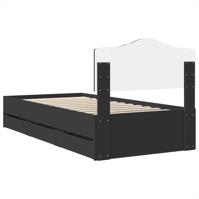 Cadru de pat cu sertar Negru 90 x 190 cm Lemn Ingineresc - WALTI WALTI