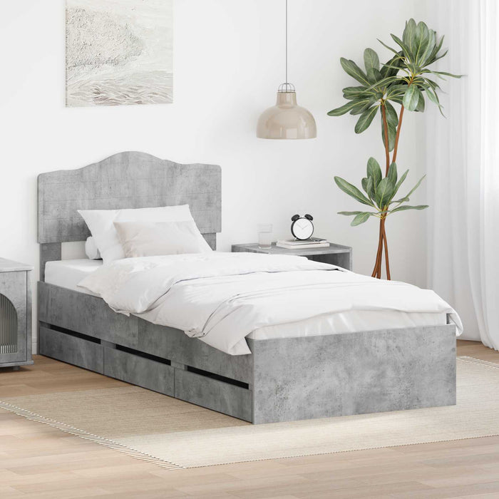 Cadru de pat Gri din beton 90 x 190 cm Lemn Ingineresc - WALTI WALTI