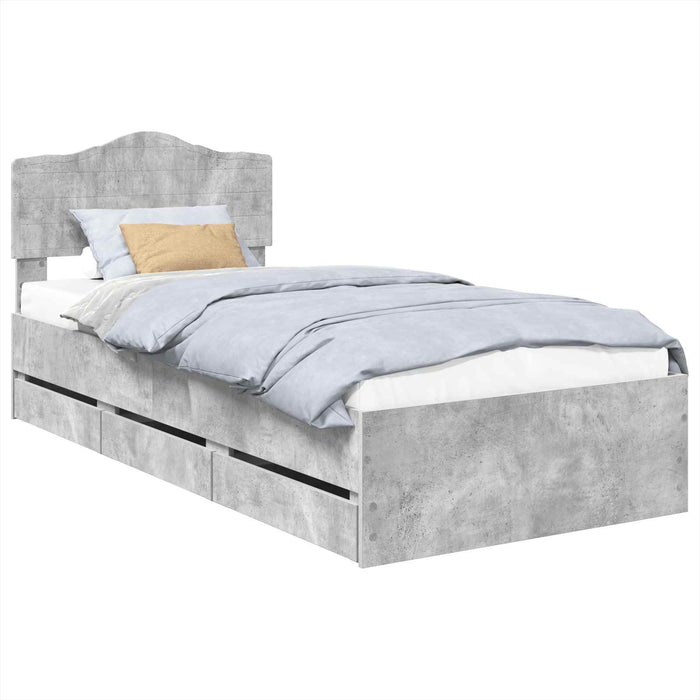 Cadru de pat Gri din beton 90 x 190 cm Lemn Ingineresc - WALTI WALTI