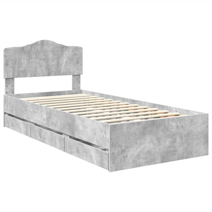 Cadru de pat Gri din beton 90 x 190 cm Lemn Ingineresc - WALTI WALTI