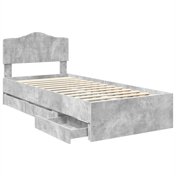 Cadru de pat Gri din beton 90 x 190 cm Lemn Ingineresc - WALTI WALTI