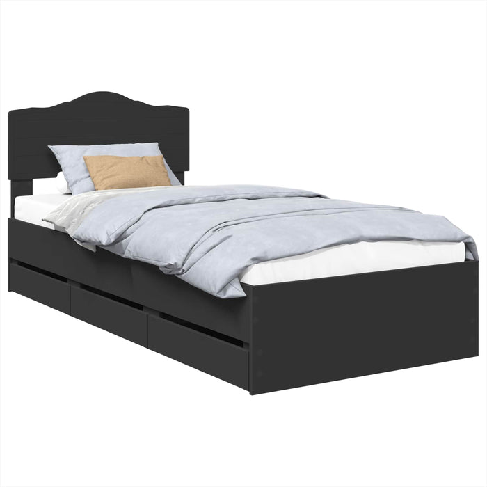 Cadru de pat cu sertar Negru 90 x 200 cm Lemn Ingineresc - WALTI WALTI