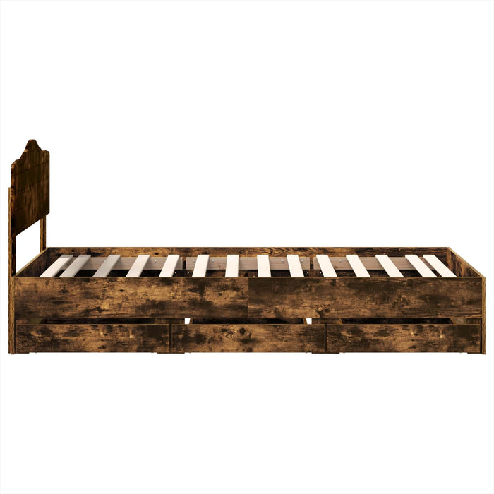 Cadru de pat Stejar fumuriu 90 x 200 cm Lemn Ingineresc - WALTI WALTI