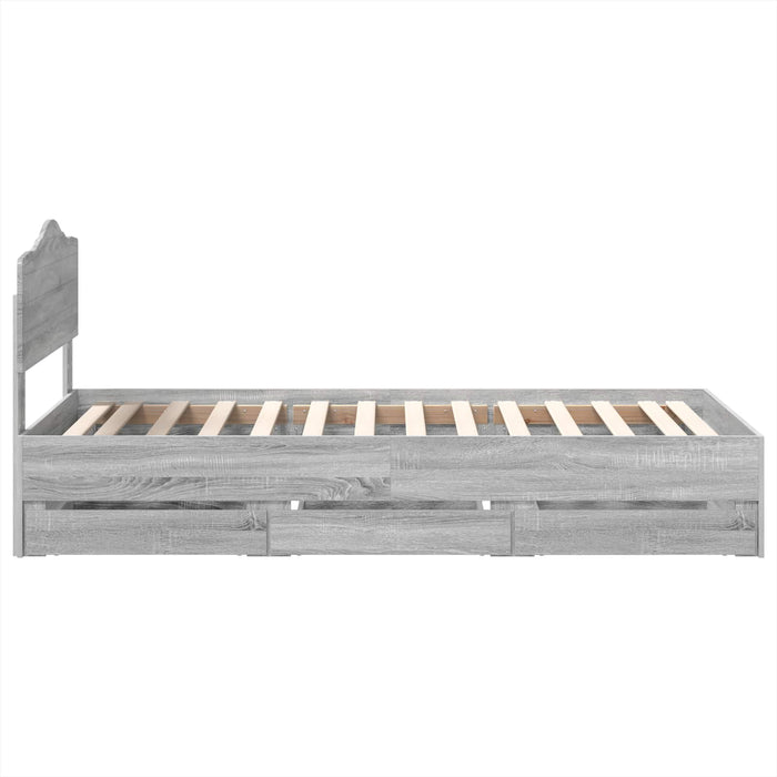 Cadru de pat cu sertar Gri Sonoma 90 x 200 cm Lemn Ingineresc - WALTI WALTI