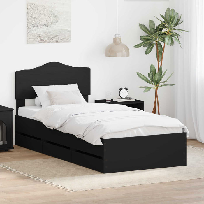 Cadru de pat cu sertar Negru 75 x 190 cm Lemn Ingineresc - WALTI WALTI