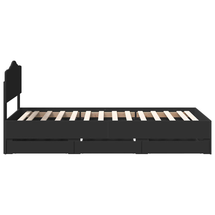 Cadru de pat cu sertar Negru 75 x 190 cm Lemn Ingineresc - WALTI WALTI