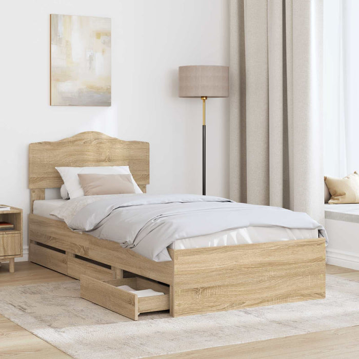 Cadru de pat Stejar Sonoma 75 x 190 cm Lemn Ingineresc - WALTI WALTI