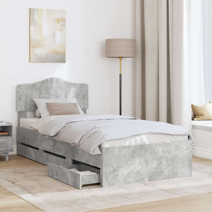 Cadru de pat Gri din beton 75 x 190 cm Lemn Ingineresc - WALTI WALTI