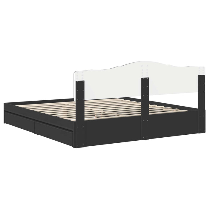Pat cu storage cu headboard Negru 200 x 200 cm Lemn compozit - WALTI WALTI