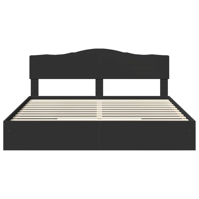 Pat cu storage cu headboard Negru 200 x 200 cm Lemn compozit - WALTI WALTI