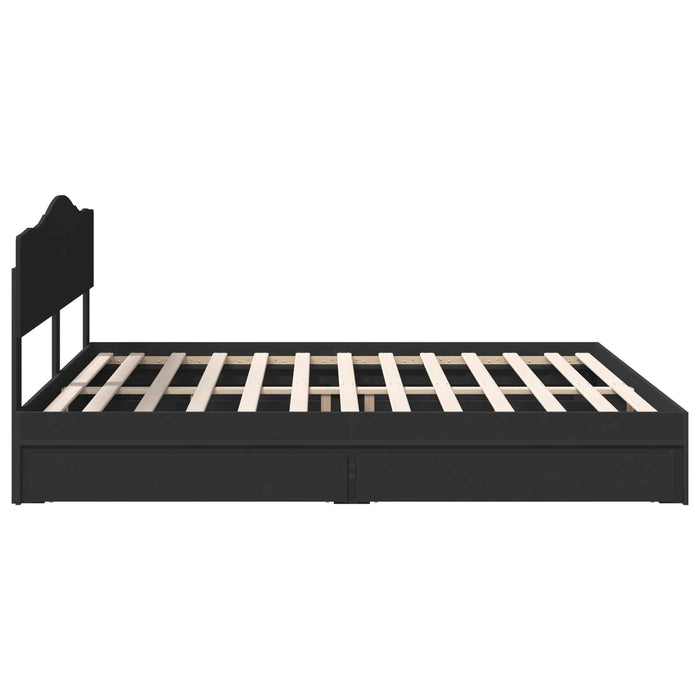 Pat cu storage cu headboard Negru 200 x 200 cm Lemn compozit - WALTI WALTI