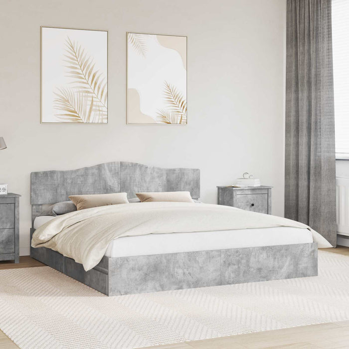 Pat cu storage Gri din beton 200 x 200 cm Lemn compozit - WALTI WALTI