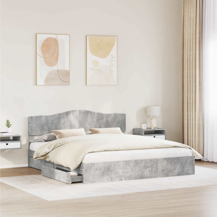 Pat cu storage Gri din beton 200 x 200 cm Lemn compozit - WALTI WALTI