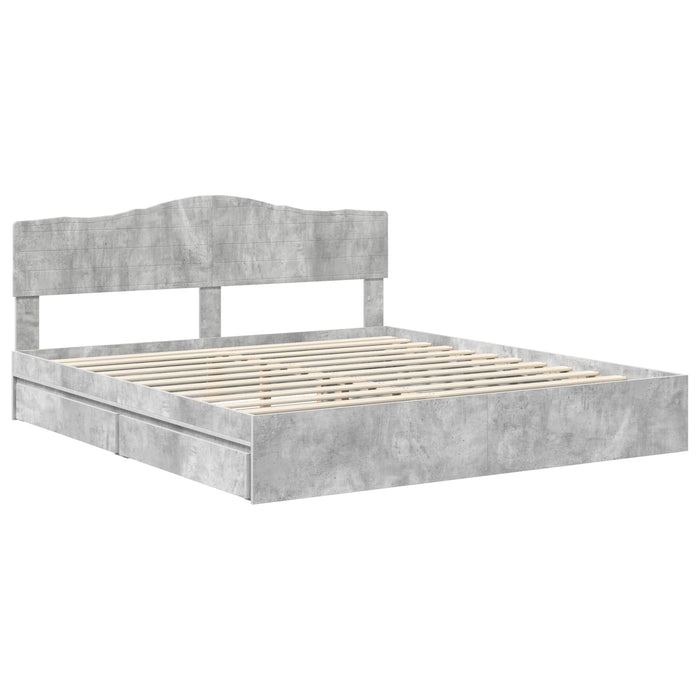 Pat cu storage Gri din beton 200 x 200 cm Lemn compozit - WALTI WALTI