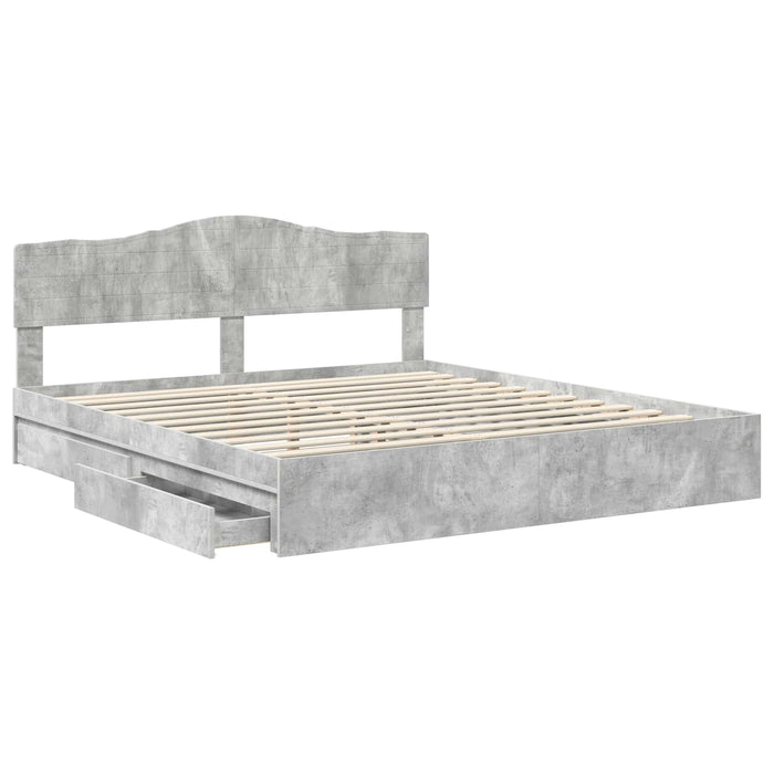 Pat cu storage Gri din beton 200 x 200 cm Lemn compozit - WALTI WALTI