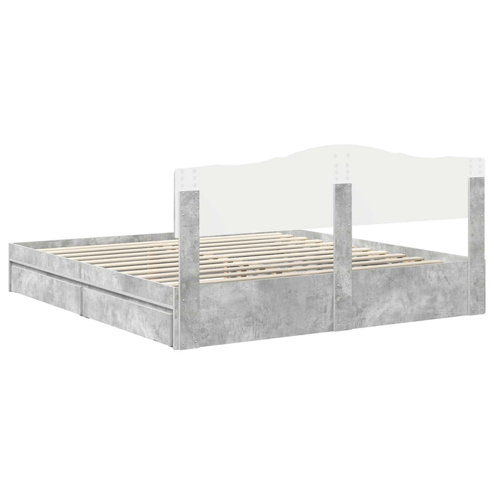 Pat cu storage Gri din beton 200 x 200 cm Lemn compozit - WALTI WALTI