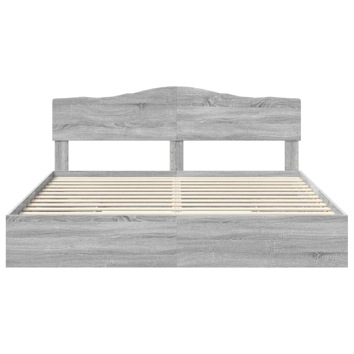 Pat cu storage cu sertar Gri Sonoma 200 x 200 cm Lemn compozit - WALTI WALTI
