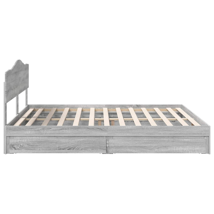 Pat cu storage cu sertar Gri Sonoma 200 x 200 cm Lemn compozit - WALTI WALTI