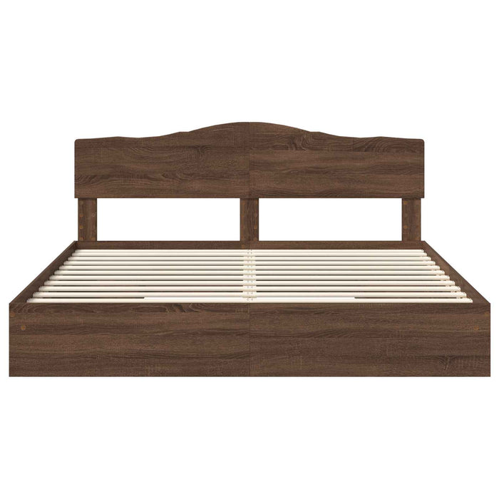 Pat cu storage Stejar închis 200 x 200 cm Lemn prelucrat WALTI
