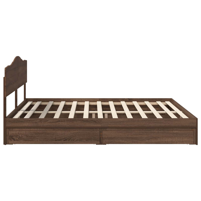 Pat cu storage Stejar închis 200 x 200 cm Lemn prelucrat WALTI
