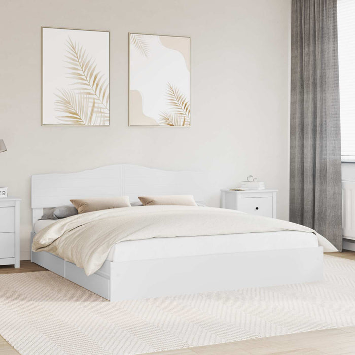 Pat cu storage cu headboard Alb 180 x 200 cm Lemn compozit - WALTI WALTI