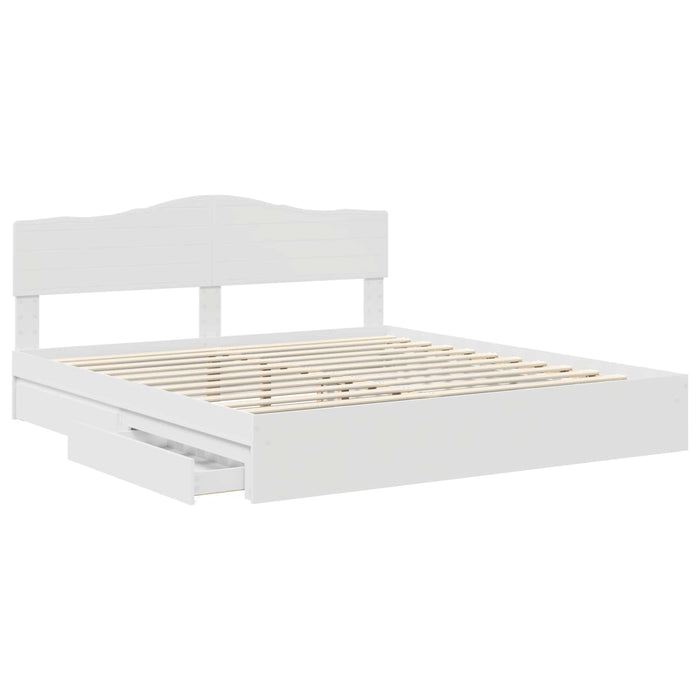 Pat cu storage cu headboard Alb 180 x 200 cm Lemn compozit - WALTI WALTI