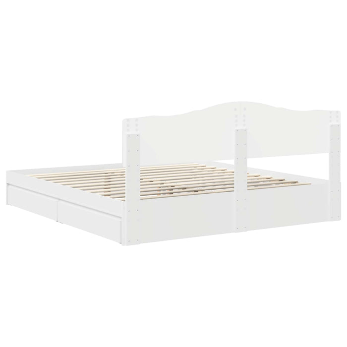 Pat cu storage cu headboard Alb 180 x 200 cm Lemn compozit - WALTI WALTI