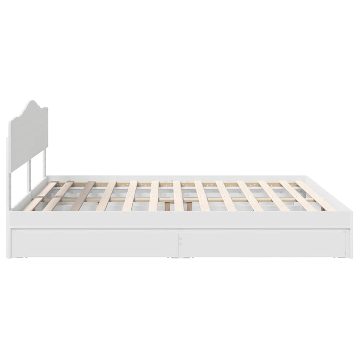 Pat cu storage cu headboard Alb 180 x 200 cm Lemn compozit - WALTI WALTI