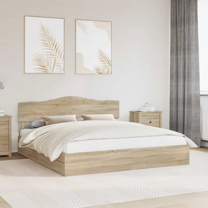 Pat cu storage Stejar Sonoma 180 x 200 cm Lemn compozit - WALTI WALTI