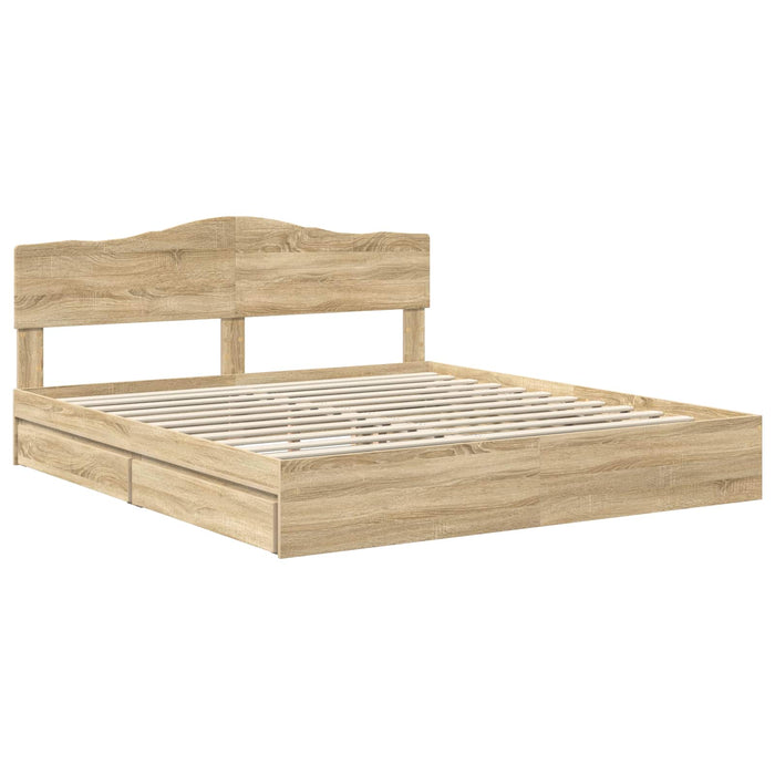 Pat cu storage Stejar Sonoma 180 x 200 cm Lemn compozit - WALTI WALTI