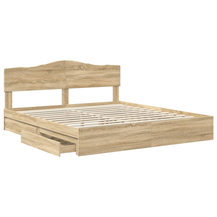 Pat cu storage Stejar Sonoma 180 x 200 cm Lemn compozit - WALTI WALTI