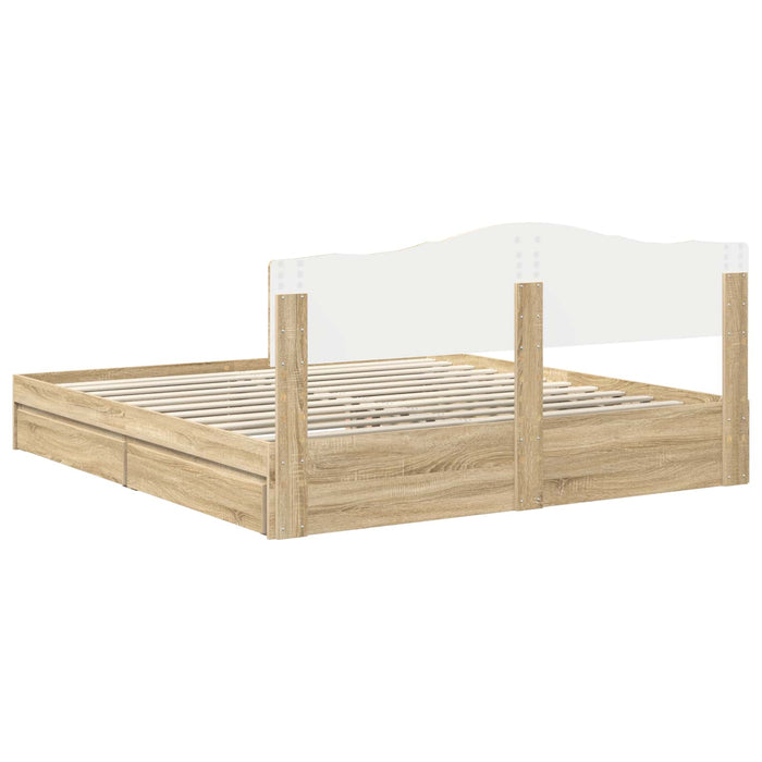 Pat cu storage Stejar Sonoma 180 x 200 cm Lemn compozit - WALTI WALTI