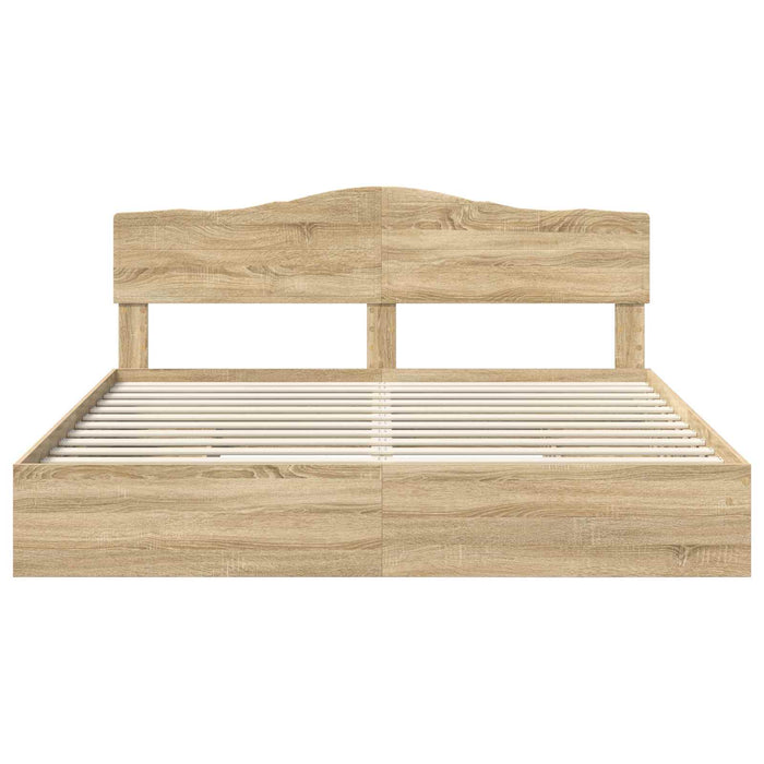 Pat cu storage Stejar Sonoma 180 x 200 cm Lemn compozit - WALTI WALTI