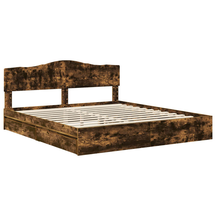 Pat cu storage Stejar fumuriu 180 x 200 cm Lemn compozit - WALTI WALTI