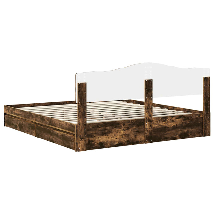 Pat cu storage Stejar fumuriu 180 x 200 cm Lemn compozit - WALTI WALTI