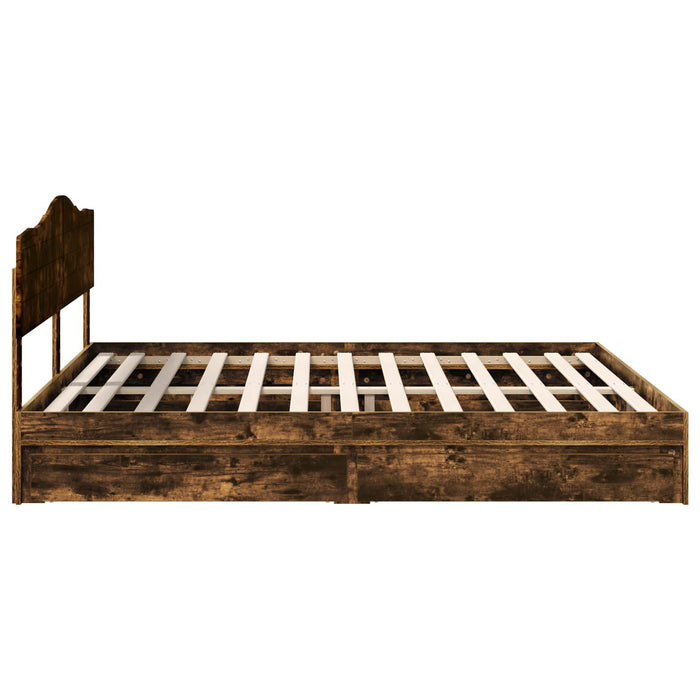 Pat cu storage Stejar fumuriu 180 x 200 cm Lemn compozit - WALTI WALTI