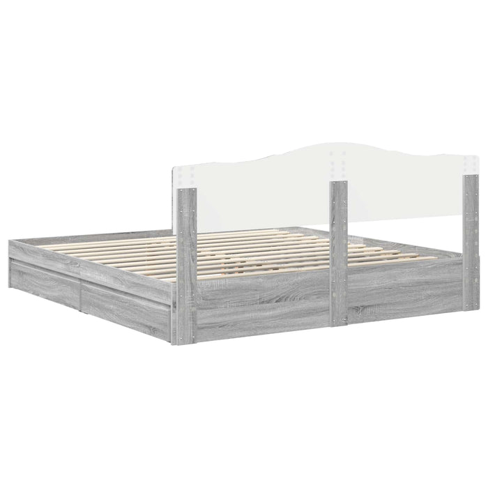 Pat cu storage cu sertar Gri Sonoma 180 x 200 cm Lemn compozit - WALTI WALTI