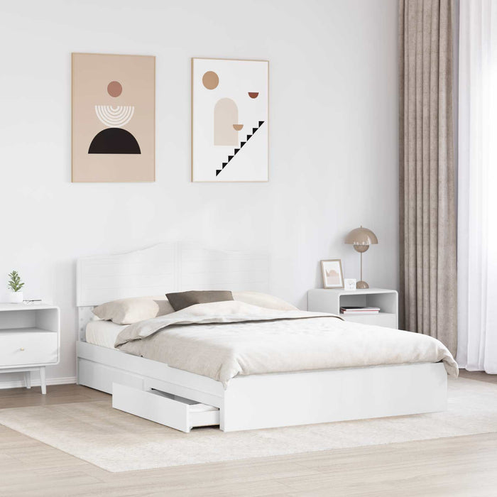 Pat cu storage cu headboard Alb 160 x 200 cm Lemn compozit - WALTI WALTI