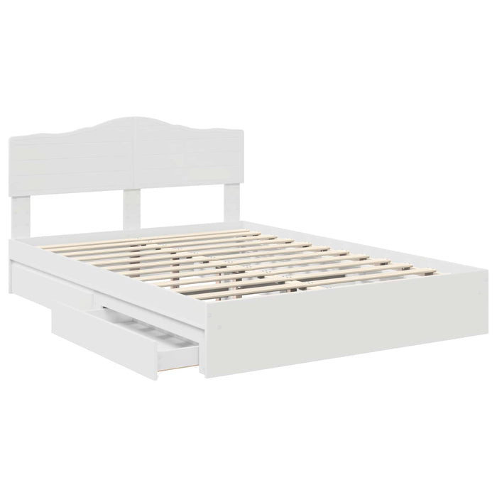 Pat cu storage cu headboard Alb 160 x 200 cm Lemn compozit - WALTI WALTI