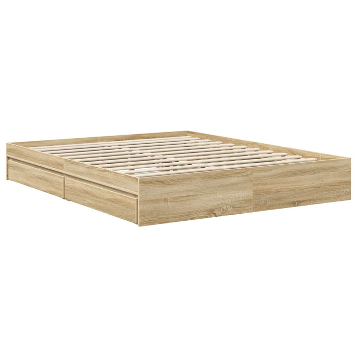 Pat cu storage Stejar Sonoma 160 x 200 cm Lemn compozit - WALTI WALTI