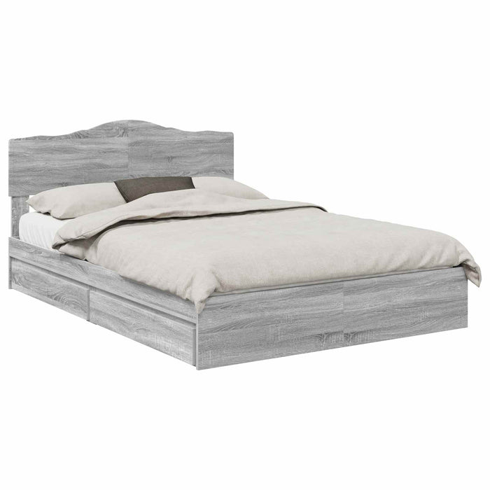 Pat cu storage cu sertar Gri Sonoma 160 x 200 cm Lemn compozit - WALTI WALTI